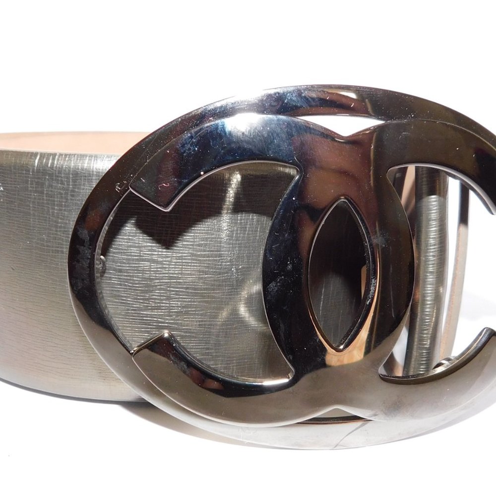 Lambskin & Gold-Tone Pewter Chanel Belt